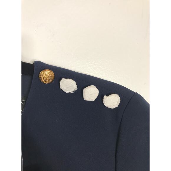 New Ralph Lauren Kusmae Two-Tone Button Trim Crepe Shift Dress Navy Red 2 - Picture 7 of 15